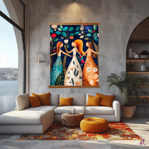 Abstract Lente: Whimsical Vormgegeven Kunst Hangend Wandkleed