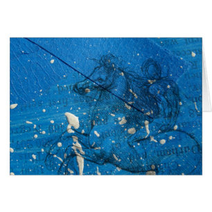 Abstract Leonardo Da Vinci Horse op blauw