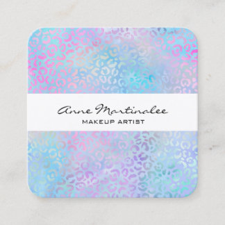 Abstract Leopard Print Pastel Square Business Card Vierkante Visitekaartje