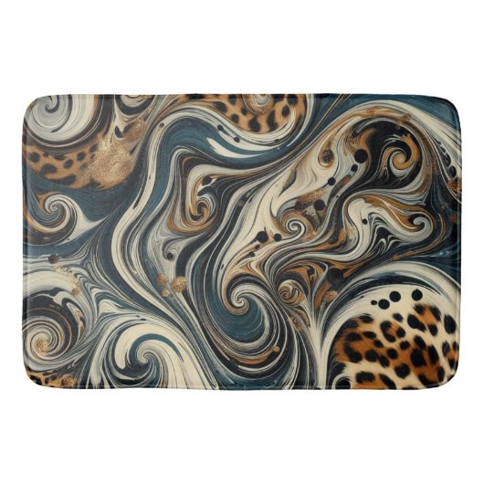 Abstract Leopard Print Swirl Badmat (Voorkant)