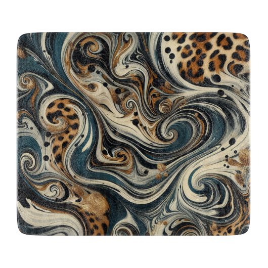 Abstract Leopard Print Swirl Snijplank (Voorkant)