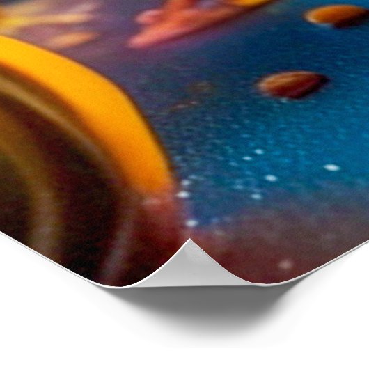 Abstract leven: koffie, katten en kleurrijke chaos poster (Hoek)