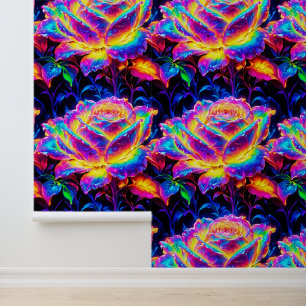 Abstract Levendig Kleurrijk Rozen Naadloos Patroon Behang