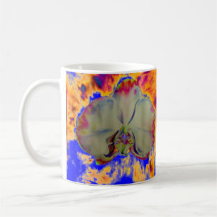 Abstract levendig waterverf bloem orchidee schilde koffiemok