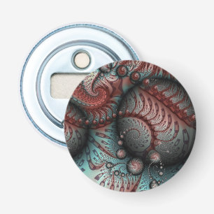 Abstract Levensechte Fantasie Fractale Kunst Bruin Button Flesopener