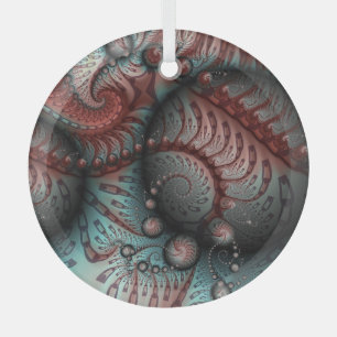 Abstract Levensechte Fantasie Fractale Kunst Bruin Glas Ornament