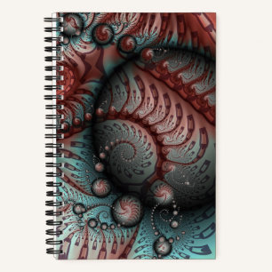 Abstract Levensechte Fantasie Fractale Kunst Bruin Notitieboek