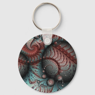 Abstract Levensechte Fantasie Fractale Kunst Bruin Sleutelhanger