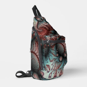 Abstract Levensechte Fantasie Fractale Kunst Bruin Sling Bag