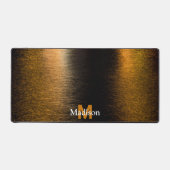 Abstract licht zee glanzend brons Monogram Bureaumat (Voorkant)