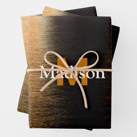Abstract licht zee glanzend brons Monogram Inpakpapier Vel (In situ)