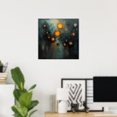Abstract lights in the dark Ai art design Poster (Thuiskantoor)