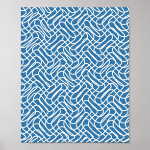 Abstract lijnpatroon blauw poster