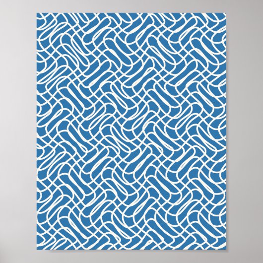 Abstract lijnpatroon blauw poster (Voorkant)