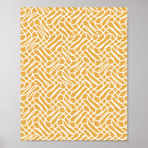 Abstract lijnpatroon Preppy Yellow Poster