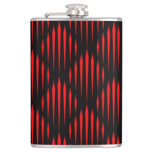 Abstract lijnpatroon rood en zwart heupfles (Voorkant)
