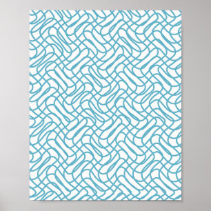 Abstract lijnpatroon turquoise poster