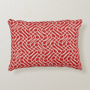 Abstract lijnpatroon van rood en crème accent kussen