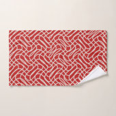 Abstract lijnpatroon van rood en crème bad handdoek (Handdoek)