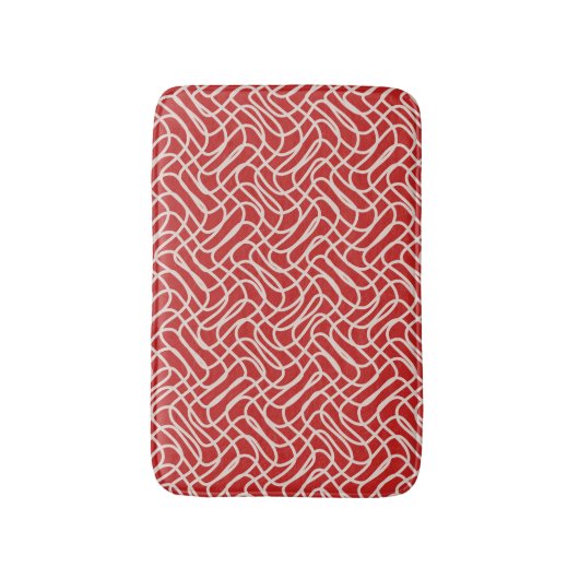 Abstract lijnpatroon van rood en crème badmat (Voorkant Verticaal)