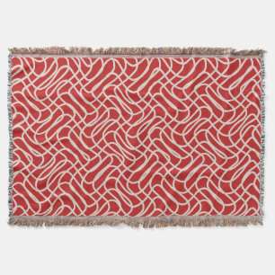 Abstract lijnpatroon van rood en crème deken