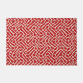 Abstract lijnpatroon van rood en crème deurmat (Voorkant)