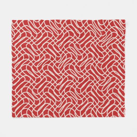 Abstract lijnpatroon van rood en crème fleece deken (Voorkant (Horizontaal))