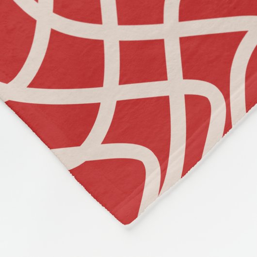 Abstract lijnpatroon van rood en crème fleece deken (Hoek)