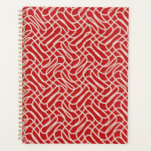 Abstract lijnpatroon van rood en crème planner (Voorkant)