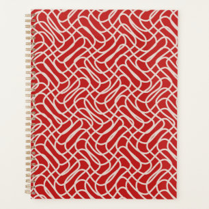 Abstract lijnpatroon van rood en crème planner