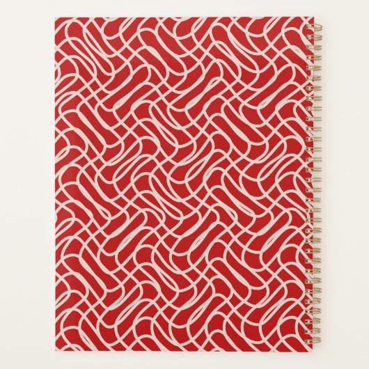 Abstract lijnpatroon van rood en crème planner (Achterkant)