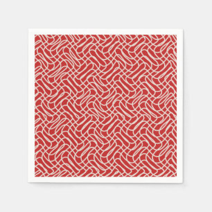 Abstract lijnpatroon van rood en crème servet