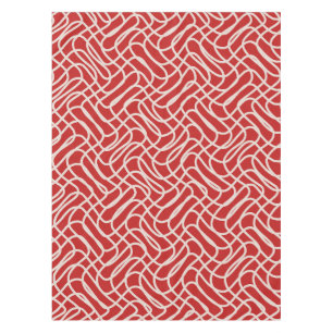 Abstract lijnpatroon van rood en crème tafelkleed