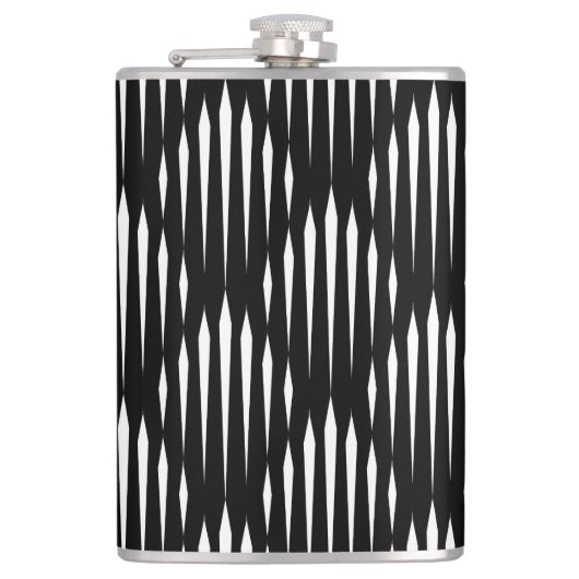 Abstract lijnpatroon zwart-wit heupfles (Voorkant)