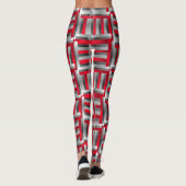 Abstract lijnpatroonrood en zwart leggings (Achterkant)
