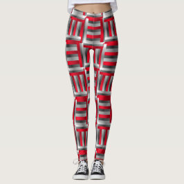 Abstract lijnpatroonrood en zwart leggings