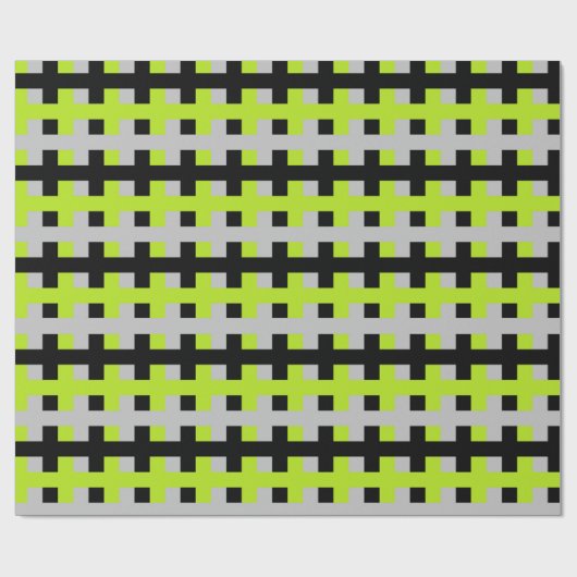 Abstract Lime Green, Silver en Black Cadeaupapier (Vlak)
