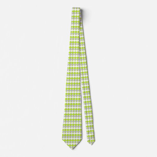 Abstract Lime Green, Silver en White Stropdas (Voorkant)