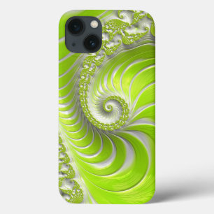Abstract Lime Green Spiral Fractal iPhone 13 Hoesje