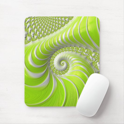 Abstract Lime Green Spiral Fractal Muismat (Met muis)