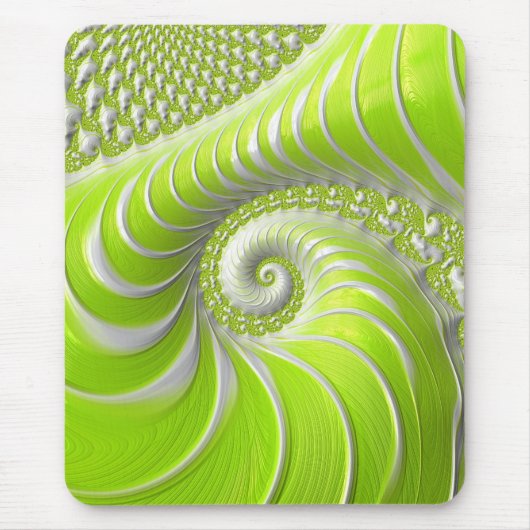 Abstract Lime Green Spiral Fractal Muismat (Voorkant)