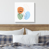 Abstract Line Art Face with Botanical Flair Canvas Afdruk (Insitu (Slaapkamer))