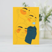 Abstract Line Art Print, Four Overlapping Faces Bedankkaart (Staand voorkant)