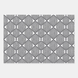 Abstract lineair herhaald patroon in zwart-wit inpakpapier vel