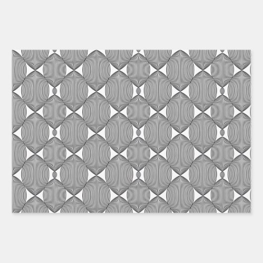 Abstract lineair herhaald patroon in zwart-wit inpakpapier vel (Voorkant)