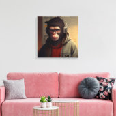Abstract linnengoed monkey canvas afdruk (Insitu (Woonkamer))
