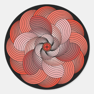 Abstract lint Roos in koraal en zwart Ronde Sticker
