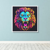 Abstract Lion Canvas – moderne kunst van het wild (Insitu (Houten vloer))