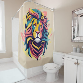 Abstract Lion Head Art Douchegordijn