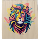 Abstract Lion Head Art Douchegordijn (Voorkant)